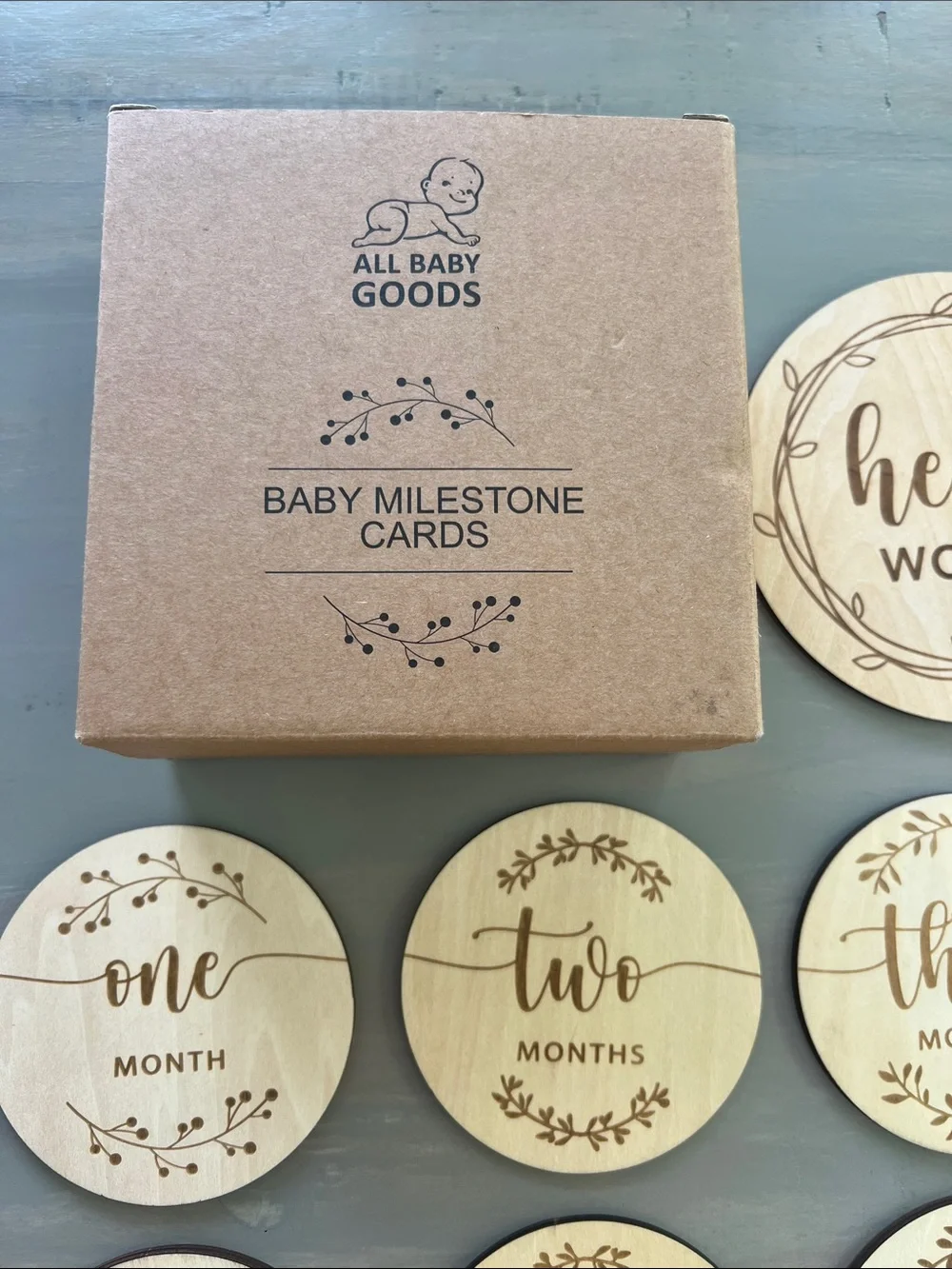 🆕 Neutral Wooden Baby Milestone Discs. Baby Shower Gift. NWT. NIB.